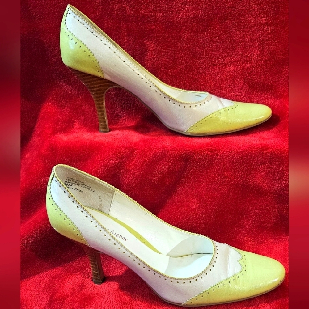 Etienne Aigner Vintage Women's Oxford Pumps Mint Green & Cream Shoes-Size 8.5M